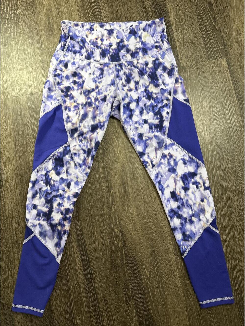 Old Navy Active Go-Dry Purple Blue Printed Mesh Leggings Women's Large